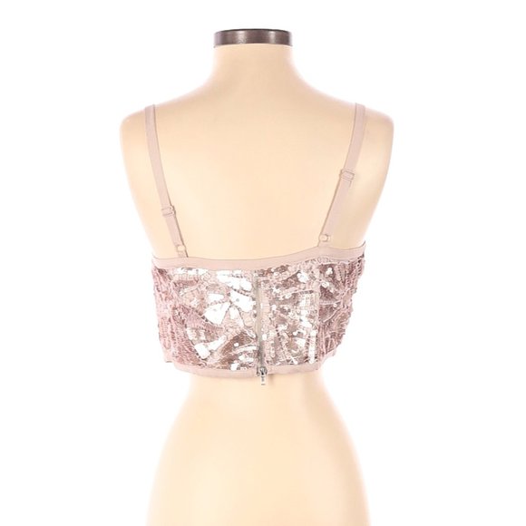 Forever 21 Metallic Crop Top Rose Gold Size S - Picture 3 of 9